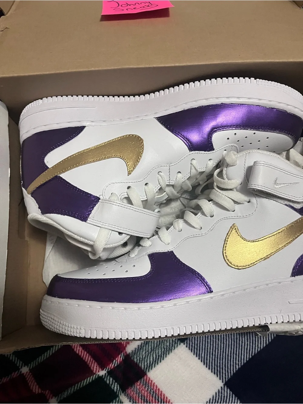 Nike White, Purple & Gold High-Top Sneakers UNWORN